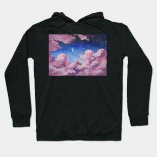 Galaxy Sky Pink Clouds Night Sky Moon Stars Hoodie